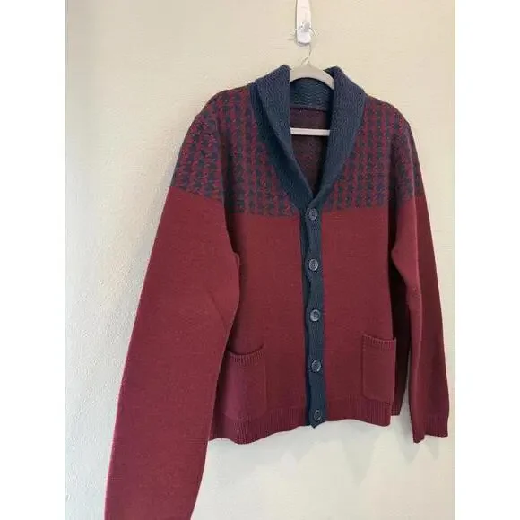 KIER + Jshawl collar houndstooth wool & cashmere blend cardigan